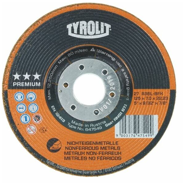 125X7X22.23 A36L BFX Aluminium Grinding Disc