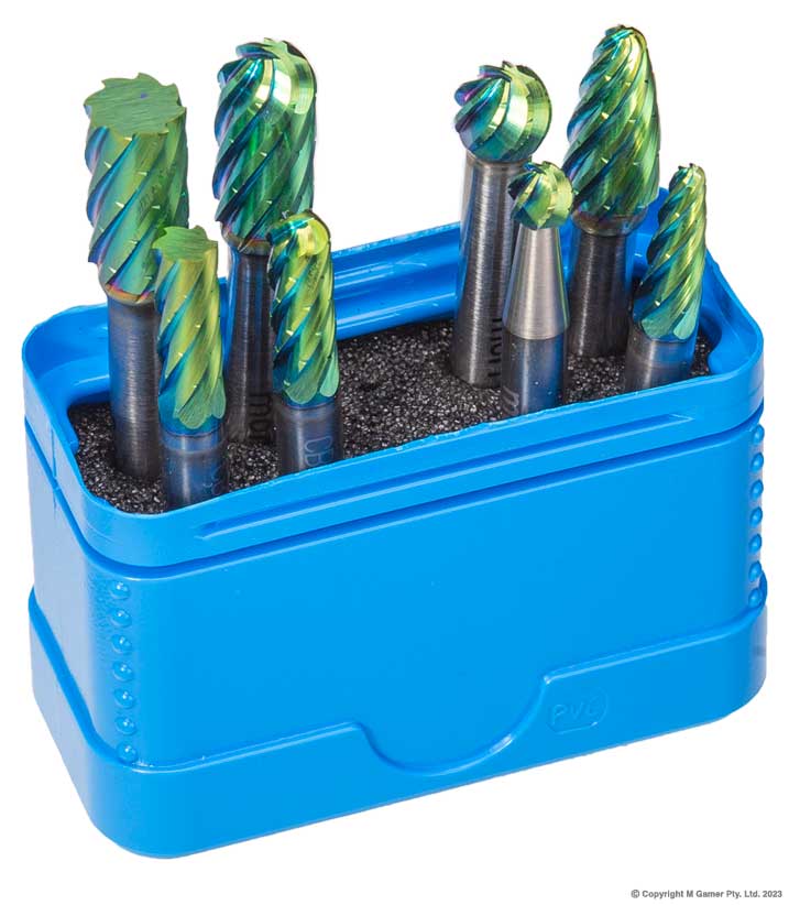 1/4" & 3/8" Head NG6 Coated Carbide Burr Set Part No: CBSET8NG6C
