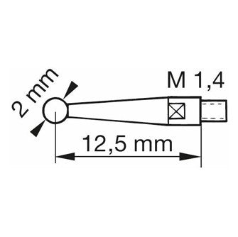 Tesatast lever dial indicator contact point length 12.5 mm, Measuring range per direction / Body ⌀: 0,4/29mm 436205 0,4/29