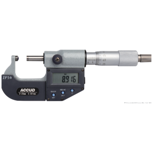 0-25mm/0-1" Digital Spherical Anvil Tube Micrometer, Spherical Anvil, Flat Spindle Tip