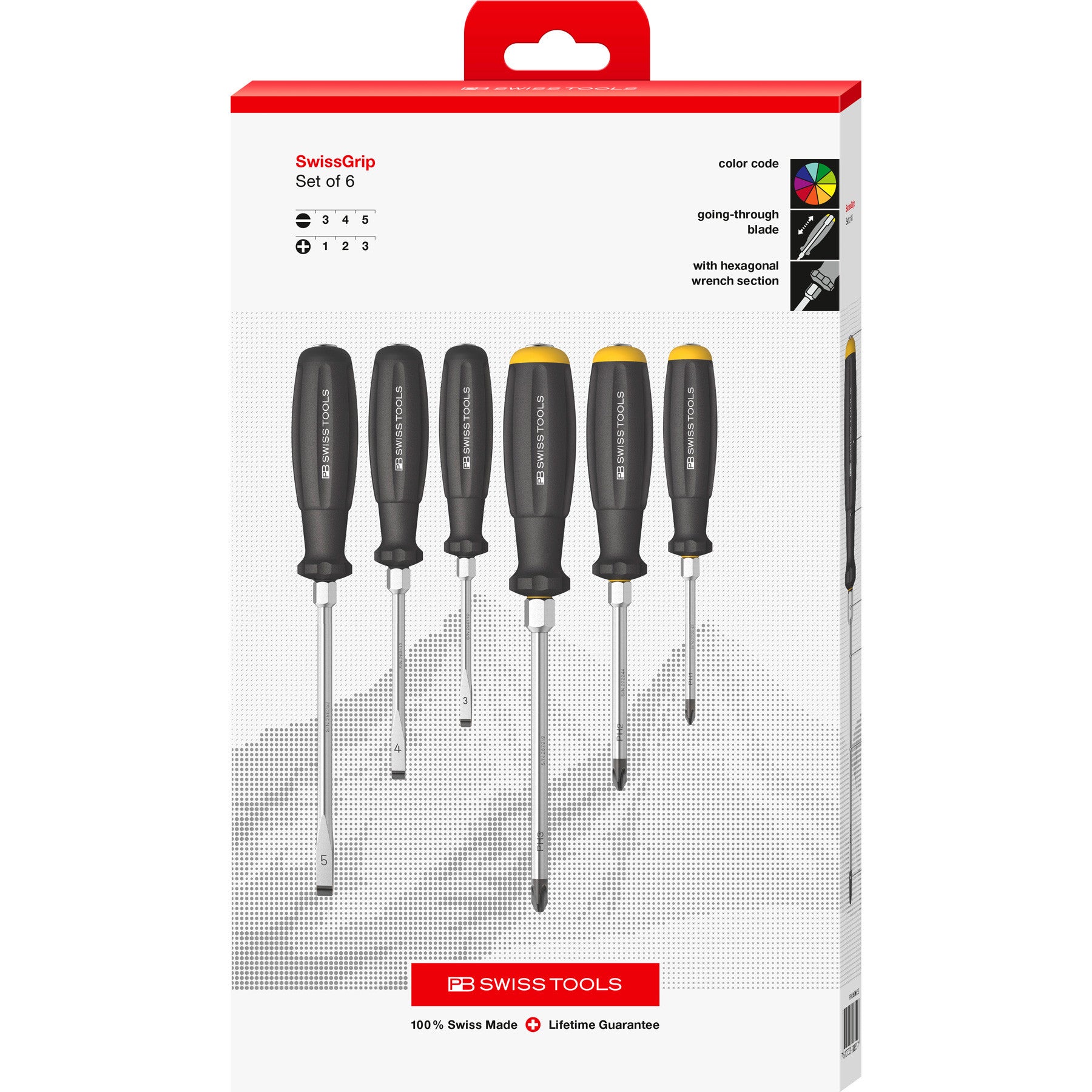 PB 8249 DNCBB – PB Swiss 8249 DB SwissGrip Slotted & Phillips Go Through Screwdriver Set 6 Pce in Cardboard Box* - MQTooling