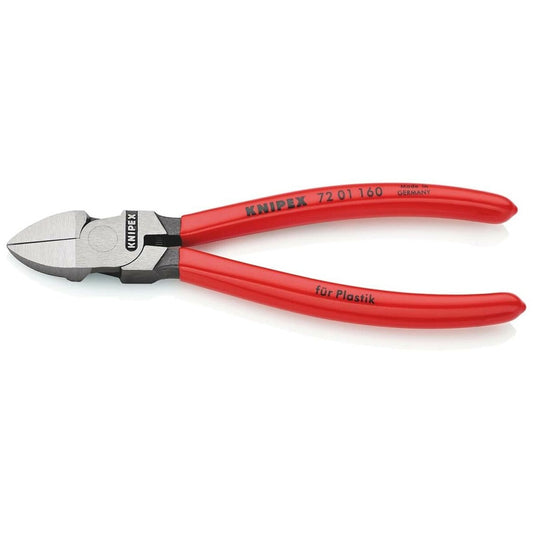 KNIPEX® Side cutter for plastics, 15° angled 160 mm 72 01 160