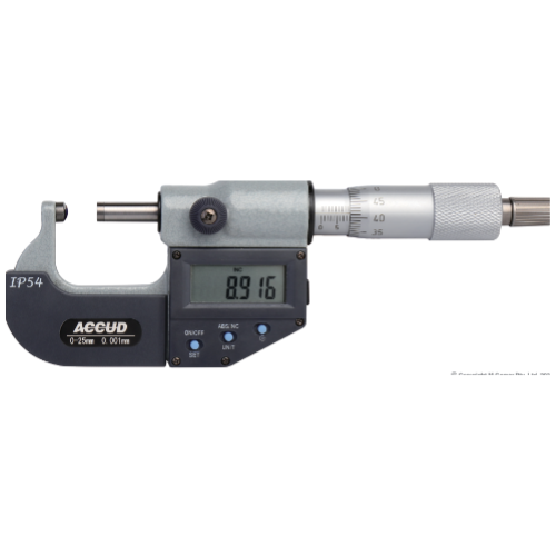 0-25mm/0-1" Digital Spherical Anvil Tube Micrometer, Spherical Anvil, Flat Spindle Tip - MQTooling