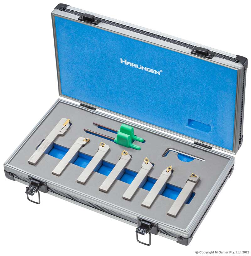 Indexable 7 Piece Nickel Plated Carbide Lathe Tool Set - 12mm H-11-126-T20 - MQTooling