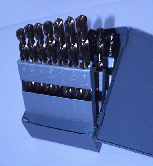 29pcs/set(1/16-1/2x1/64") metal box Cobalt Jobber Length Drill Bit Set KS-003