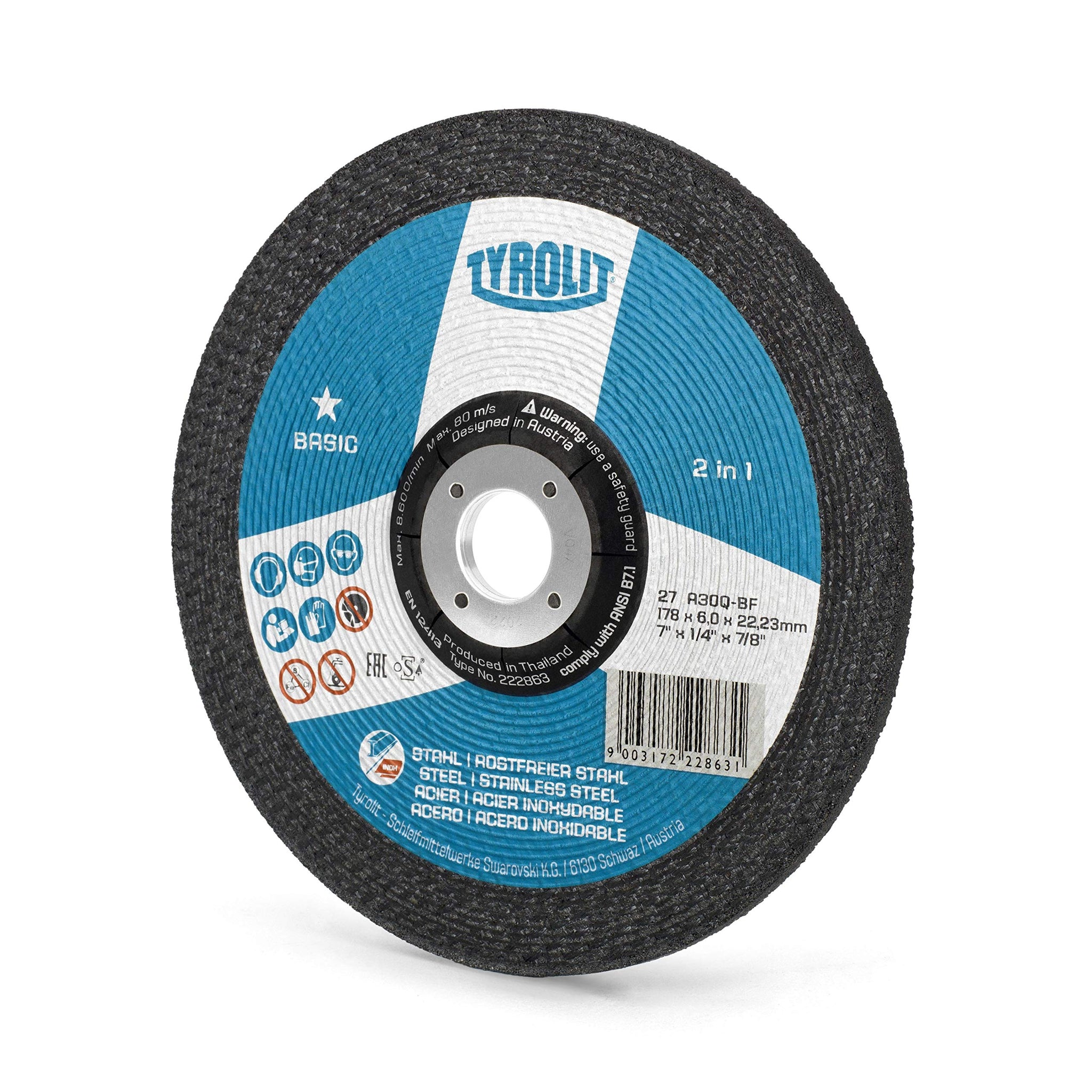 180X6.0X22.23 A30Q-BF 2in1 INOX Grinding Disc 34412275 - MQTooling