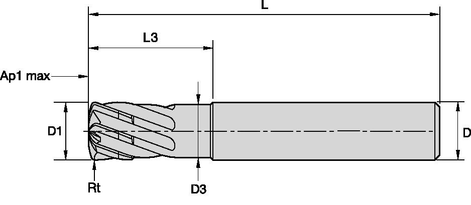 X-FEED Solid Endmill 8X8X6.0-24X76 C.016 3341348