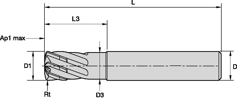 X-FEED Solid Endmill 8X8X6.0-24X76 C.016 3341348 - MQTooling